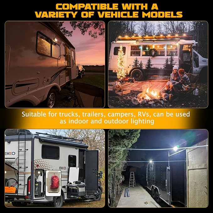 Chelhead LED RV Exterior Porch Utility Light Aluminum Base 12v Lighting Fixture, Replacement Lighting Compatible with RVs, Trailers, Campers, 5th Wheels, Trucks, Clear and Amber Led