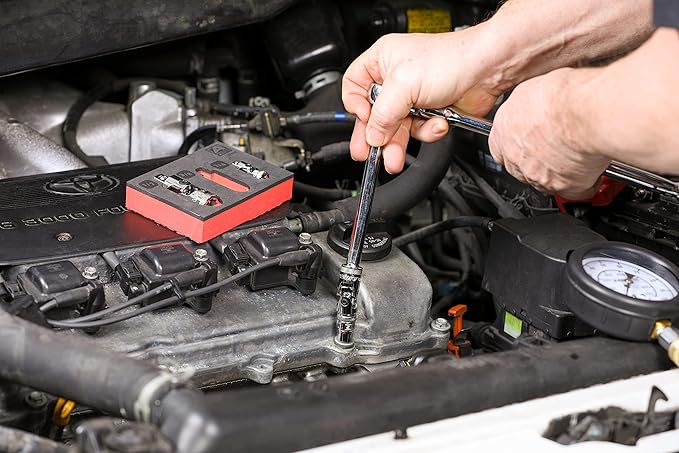 ARES 37000-3-Piece Spring Loaded Universal Joint Set – Spring Loaded Tension Keeps U-Joint In Position at Odd Angles - 1/4-Inch, 3/8-Inch, and 1/2-Inch Drive