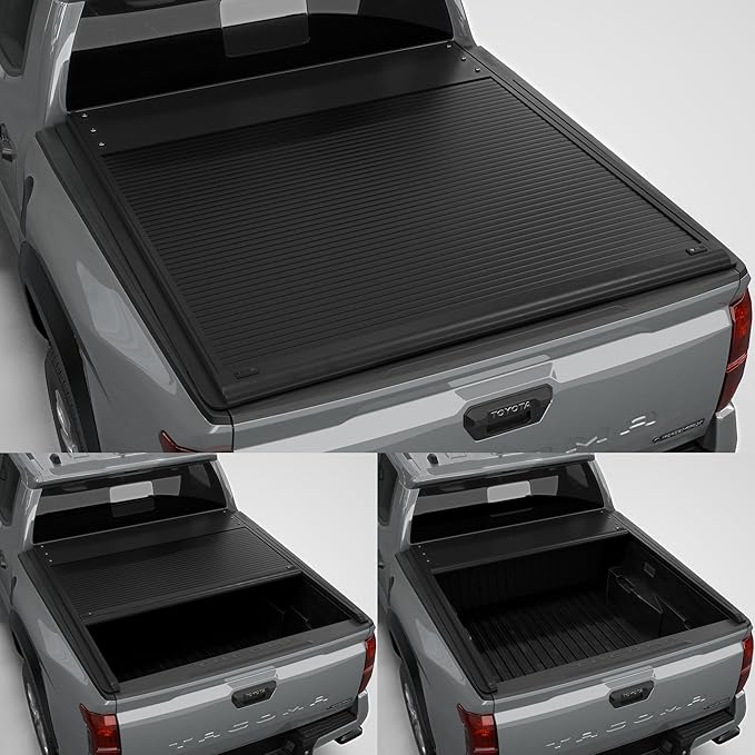 Aluminum Retractable Tonneau Cover Fits 2016-2023 Toyota Tacoma w/OE Track System 6'2" Bed (74")