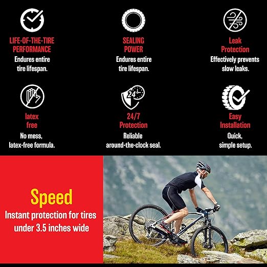 QuickStrike Tire Sealant - Small Tire/Bicycle Formula - New Formula - Prevents Flat Tires - Seals Leaks - Contains Kevlar - Tubeless Tire Sealant - 32 Ounce Bottle