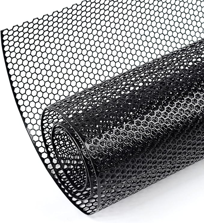 AggAuto 47x16 inches Car Pickup Truck Grill Mesh Spoiler Bumper Vent Aluminum Alloy Automotive Grille Insert Air Intake Racing Honeycomb Hole 6mm Spacing 1mm Black