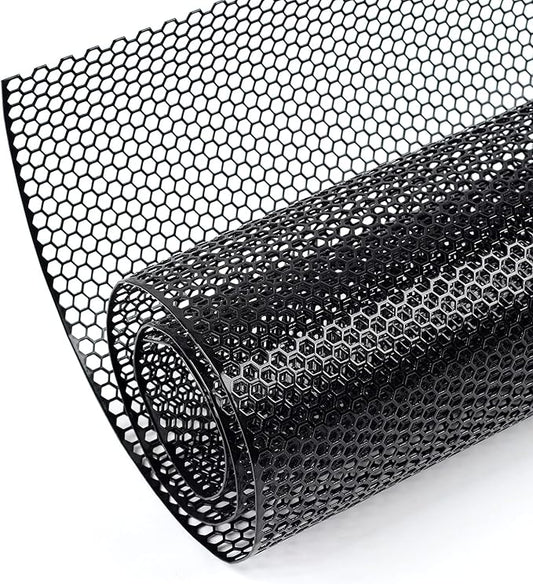 AggAuto 47x16 inches Car Pickup Truck Grill Mesh Spoiler Bumper Vent Aluminum Alloy Automotive Grille Insert Air Intake Racing Honeycomb Hole 6mm Spacing 1mm Black