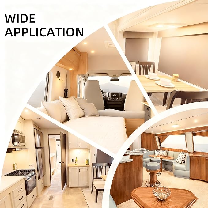 RV Boat Recessed Ceiling Lights, RV Puck Lights, 12V RV Lights Interior, Ultra-Thin RV Light Fixtures, High Brightness Camper Interior Light for RV Motorhome Boat