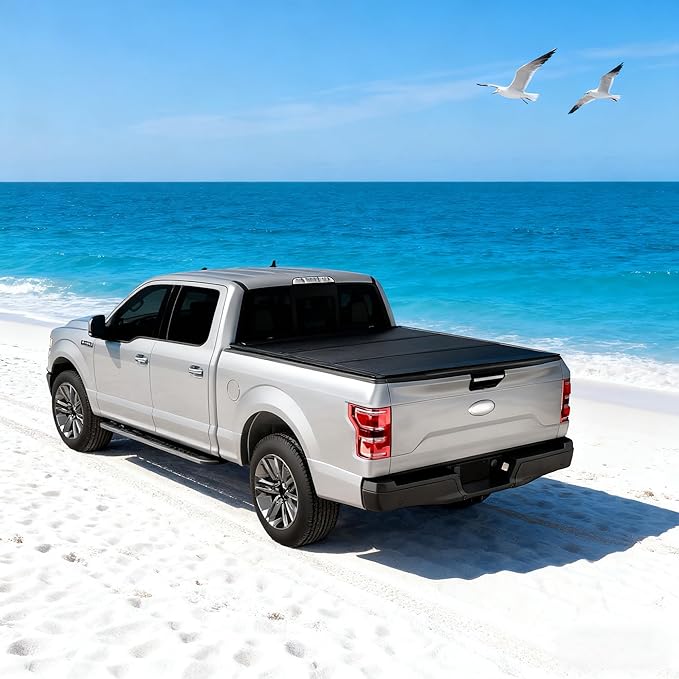 HTL Low-Profile Hard Tri-Fold Tonneau Cover Compatible with 2024-2025 Ford Ranger, 5 ft (61in) Truck Bed w/Track System