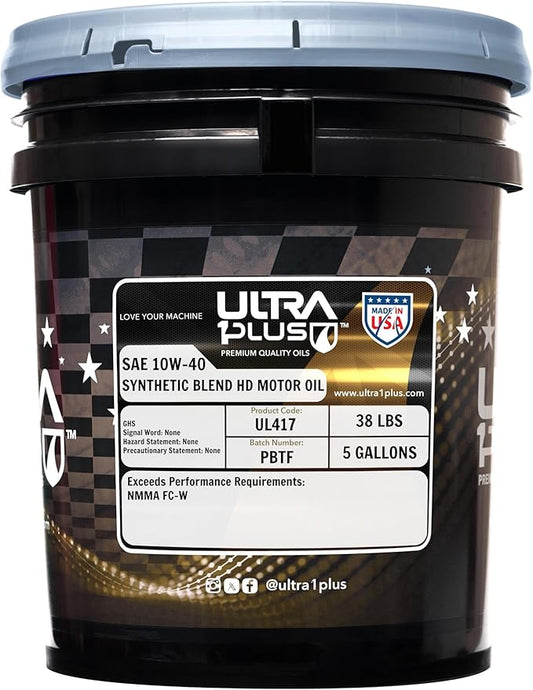 ULTRA 1PLUS SAE 10W-40 Synthetic Blend 4T Marine Engine Oil NMMA FC-W (5 Gallon Pail)