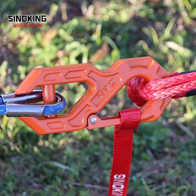 SINOKING Winch Fairlead with Tow Hook, Aluminum Hawse Fairlead with Grade 80 Forged Steel Winch Hook, 45000lb Break Strength Winch Fairlead Hook Set for Off-Road Vehicle Recovery, Black and Orange