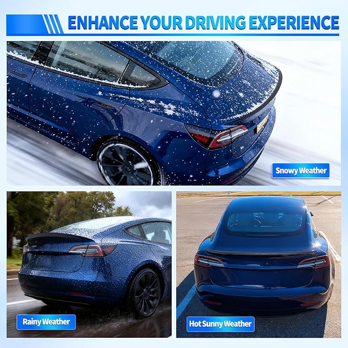 Nilight Spoiler Fit for Tesla Model 3 2017-2023 Spoilers for Cars Rear Spoiler Wing Sporty Appearance Rear Trunk Lip Exterior Accessories No-Drill Installation ABS Carbon Fiber Pattern, Glossy Black