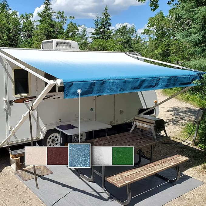 RV Awning Fabric Replacement Standard Grade Premium Vinyl (19'(Fabric 18'2"), Blue Fade)
