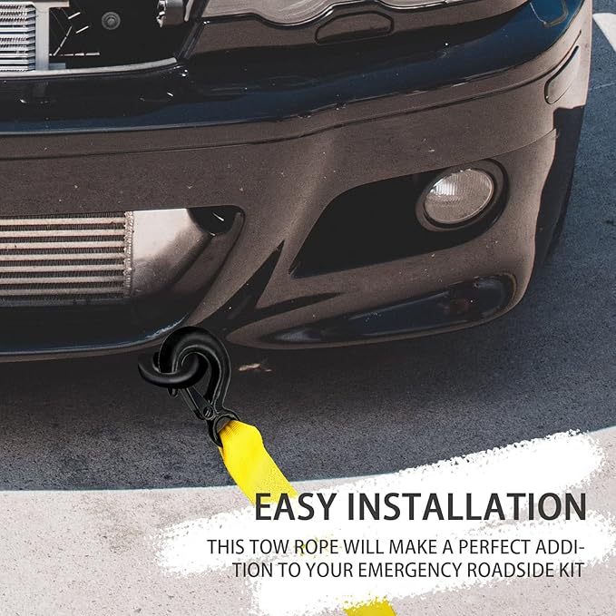 Trailer Winch Strap with Hook, 1.5in 16ft Heavy Duty Boat Winch Strap with 4500lbs Break Strength for Towing Vehicles, Boats, Trailer, Towing (Yellow)