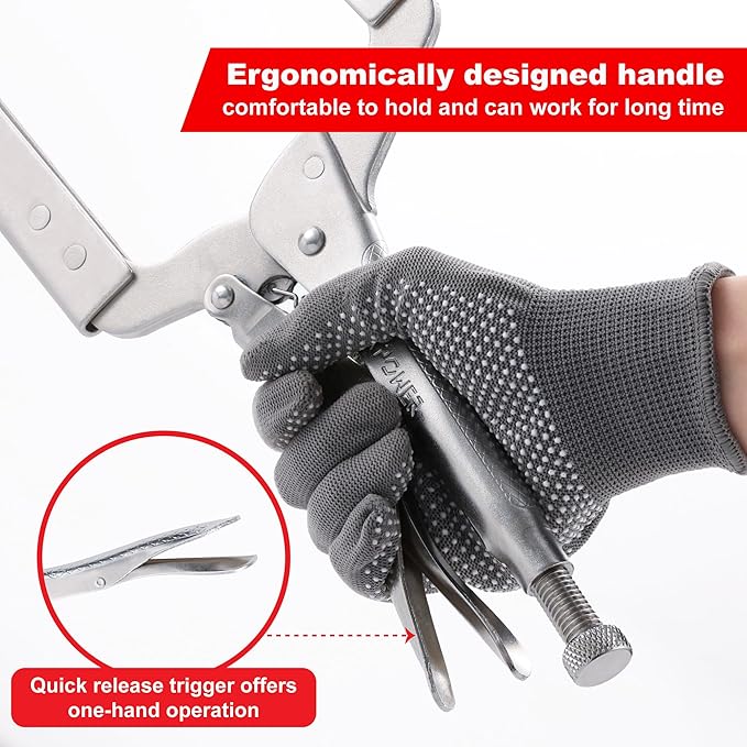 MAXPOWER 24-inch C Clamp Locking Pliers, Large Locking C Clamp with Grip Swivel Pads, MAX Jaw Capacity Up to 10"