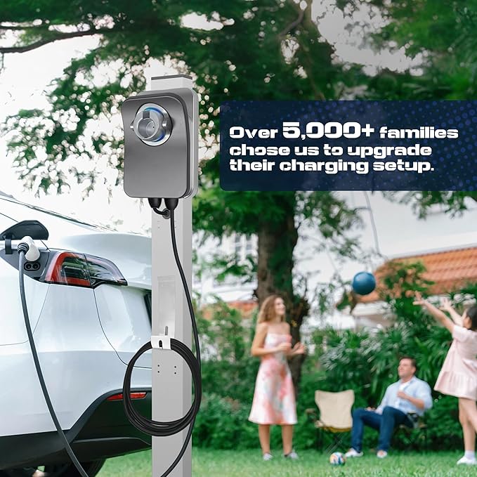 Tesla Charger Pedestal Outdoor, EV Charger Stand with Holder for for EV Charger, Tesla Pedesta for Telsa Gen 3, Tesla Mobile Connector & J1772 Wallbox Charger