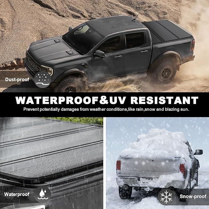 Hard 4 Fold Truck Bed Tonneau Cover for 2019-2025 Silverado 1500 2500HD 3500HD 5.8 Ft Bed, All Weather