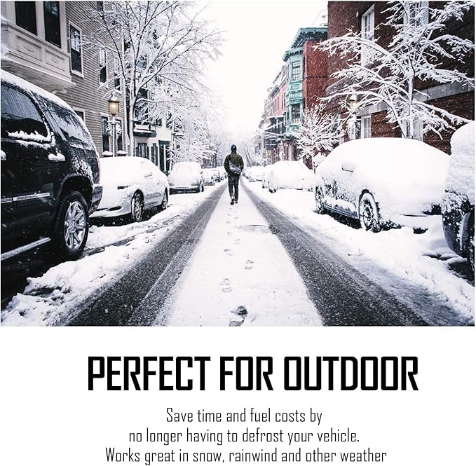 EXQUISLIFE Windshield Snow Ice Cover for Cars, Extra Larger Size 82 x 62 inches Shade, Waterproof Winter Frost and Sunshade Cover with Side Mirrors Cover, Windshield Protector for Cars, SUVs, Trucks