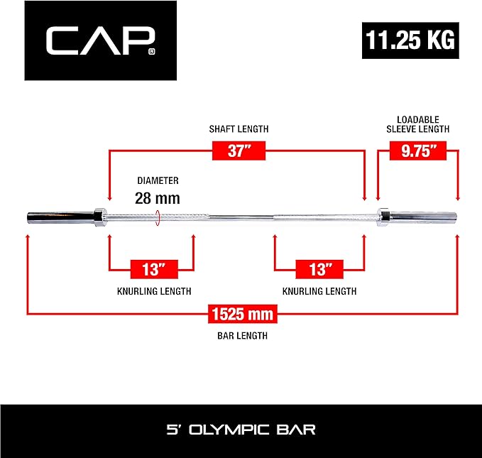 CAP Barbell 2-Inch Olympic Barbell Bars | 5 ft, 6 ft, & 7 ft | Multiple Options