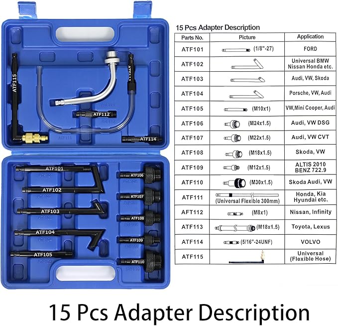 6L Transmission Fluid Pump and Oil Extractor Pump,6L Automatic Transmission Fluid Pump Fluid Extractor/Dispenser for ATF Filler System with 15 Pieces ATF Filler Adapters and 4 Hoses (BLUE, 6L)