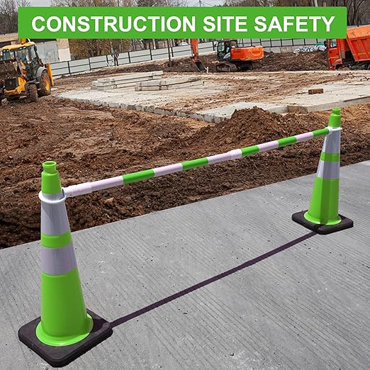 OrangeStar 28" Traffic Cones 4-Pack, Green Safety Cones with Reflective Collars, Weighted Rubber Base for Highway, Roadwork, Parking Lot Safety, Warehouse, Indoor & Outdoor Use