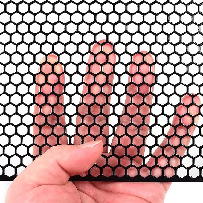 AggAuto 47x16 inches Car Pickup Truck Grill Mesh Spoiler Bumper Vent Aluminum Alloy Automotive Grille Insert Air Intake Racing Honeycomb Hole 6mm Spacing 1mm Black