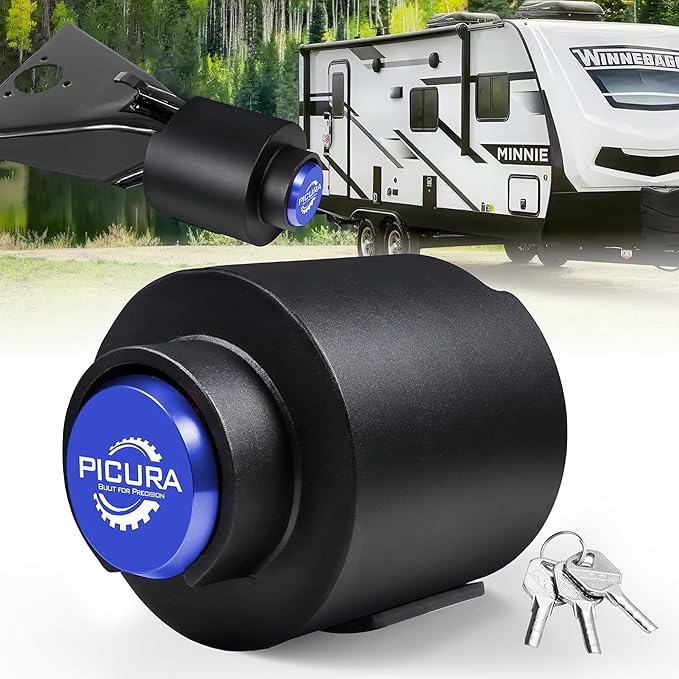 2025 Upgraded Trailer Hitch Locks Fits 2-5/16 Inch Coupler, Heavy Duty Trailer Lock, Anti-Theft Trailer Coupler Lock for RV, Boat, Pickup (Blue)