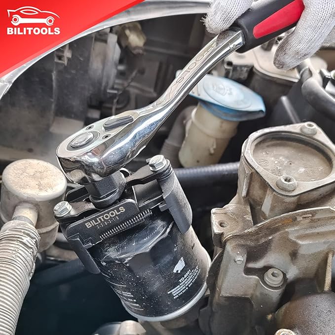 BILITOOLS Universal Oil Filter Wrench Removal Tool Adjustable, 60-80mm (2.36-3.15 inch), 1/2" Drive