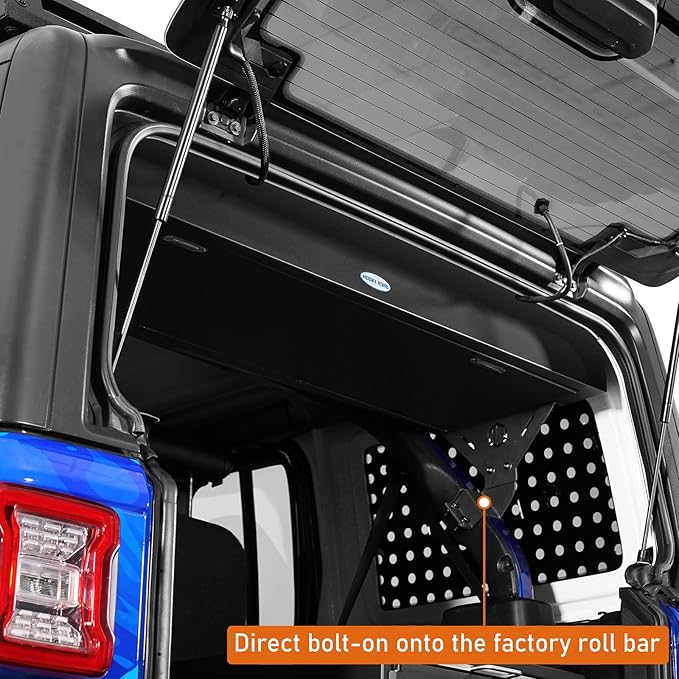 Hooke Road JL Overhead Storage Box MOLLE Panel for 2018-2025 Jeep Wrangler JL 4-Door Hardtop, Roll Bar Mount Lockable Toolbox Security Tool Organizer