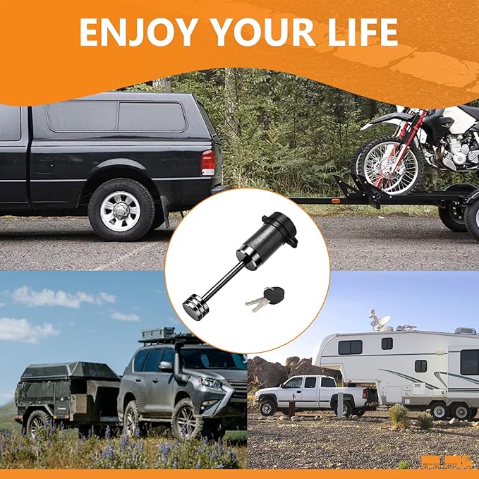 Trailer Coupler Lock 1/4" Dia, Trailer Tongue Lock with 2-1/2 Inch Span Fits Latch-Type Coupler, Solid Coupler Lock with Keys for Towing Boat Truck RV Car Trailer (2Pack)