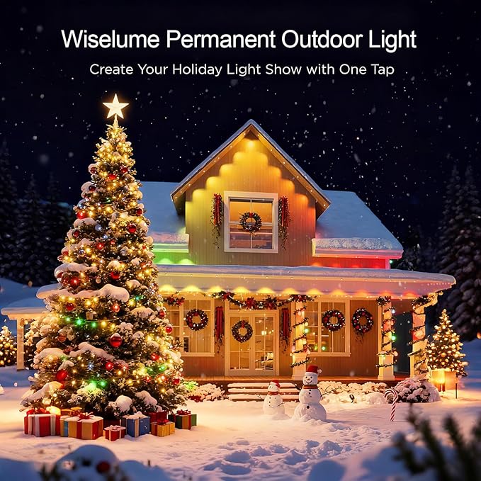 100Ft Permanent Outdoor Light with 72 LED Lights, RGB+IC Eaves Lights,Color-Changing Waterproof Lights with 63 Scene Modes,APP & Voice Control,for Christmas, Halloween, Parties, and Holiday Décor
