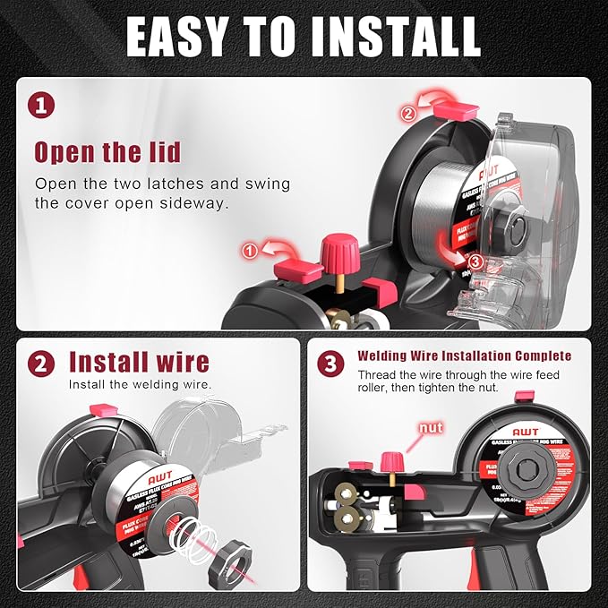 AWT 100A Handheld MIG Welder Machine,110V Flux Core MIG Welder Machine,Portable Gasless MIG Welding Machine,Hand Held Inverter Wire Feed Welder