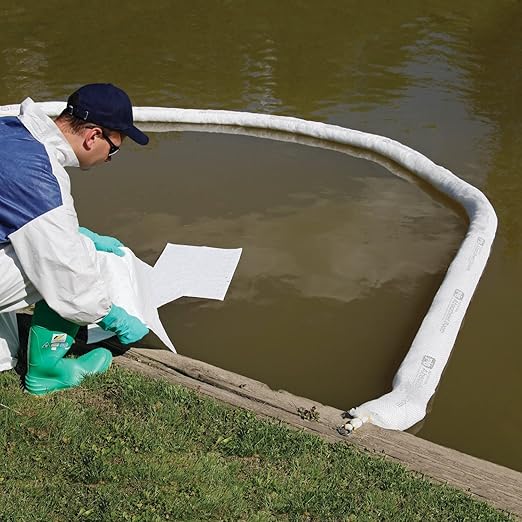 New Pig Oil Boom - Oil-Only Absorbent Boom - 2 Pack - 8" x 20' Boom - Absorbs up to 24 gallons per Boom - BOM409