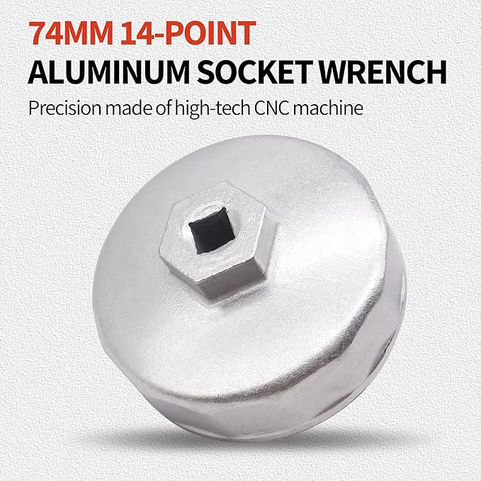 74mm 14 flutes Heavy Duty Oil Filter Wrench, Oil Filter Removal Tool Compatible with Volkswagen, Mercedes Benz, VW, Audi, Porsche, Mazda, Sprinter, Select Mobil1, Bosch and Mahle