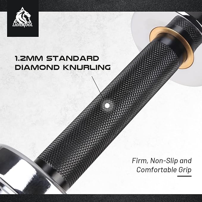 LIONSCOOL 16"/20” Loadable Dumbbells Pairs in Commercial Grade, Heavy Duty Olympic Dumbbell Bar/Handle for Strength Training, Compatible with 2’’ Standard Plates