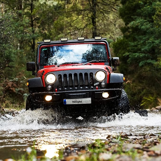 Nilight ZH303 2PCS 6.5 Inch 120W Spot & Flood Combo Driving 16AWG Wiring Harness for Led Work Light Triple Rows Off-Road Truck Car ATV SUV, 2 Years Warranty, White