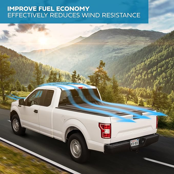 American Flag Tonneau Cover for Ford F-150 2009-2025 for 6.5 ft Bed Length, All-Weather Soft Tri-Fold Truck Bed Cover for Truck Tonneau Cover Black Flag Design