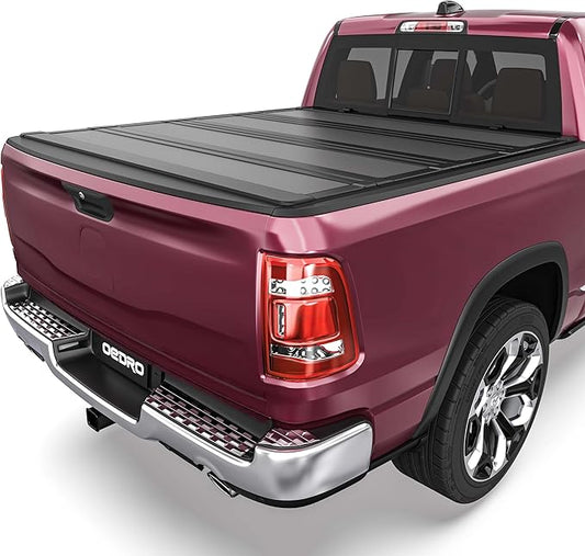 OEDRO Low-Profile Hard Quad-Fold Tonneau Cover Compatible with Dodge Ram 1500 2009-2018, Fit for Ram 1500 Classic 2019-2024 5.7ft Bed Without Rambox, One-Handed Quick Release, Drainage Design