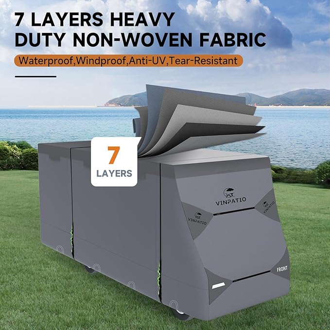 Class C RV Cover Extra Thick 7 Layer Top, Fits 20'-23' RV, Heavy Duty Windproof Class C Cover, Waterproof Anti-UV Camper Cover with RV Accessories 3 Extra Long Straps, Gutter Covers