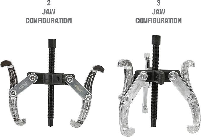 OEMTOOLS 25903 3 Jaw Puller and 2 Jaw Puller Kit, Removes Gears and Bearings for Auto Repair and Maintenance, 4 Inch Spread, Reversible Jaws, 5 Ton Capacity, High-Alloy Steel