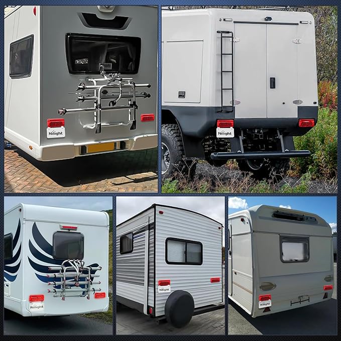 Nilight RV Tail Light 2PCS 54 LED White License Plate Lights Red Running Stop Brake Turn Signals Surface Mount Waterproof Taillights for Camper Van Caravan