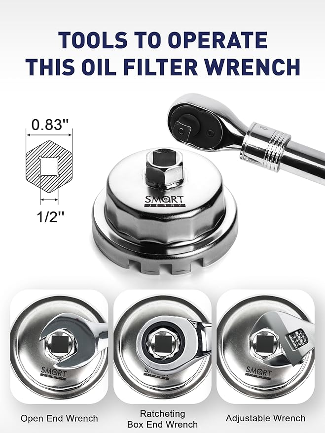 SMART JERRY - Oil Filter Wrench Compatible with Toyota Lexus & Scion with Toyota's Cartridge Style Oil Filter System | Tacoma Oil filter Wrench | 64mm 14 Flutes Design