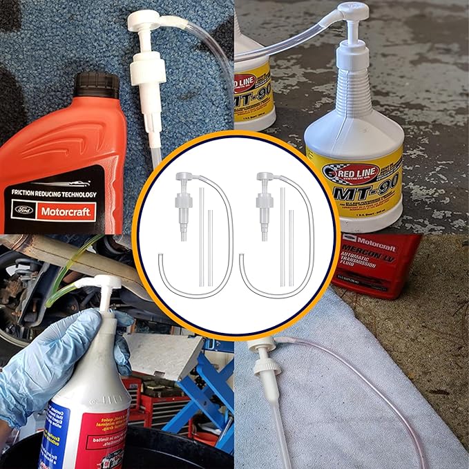 2PCS 5cc Hand Pump Transfers Gear Oil - Oil Pump for Standard Quart Bottles- Fluid Transfer Pump for Lower Unit Gear Oil - 5cc per Pump for Oil Change