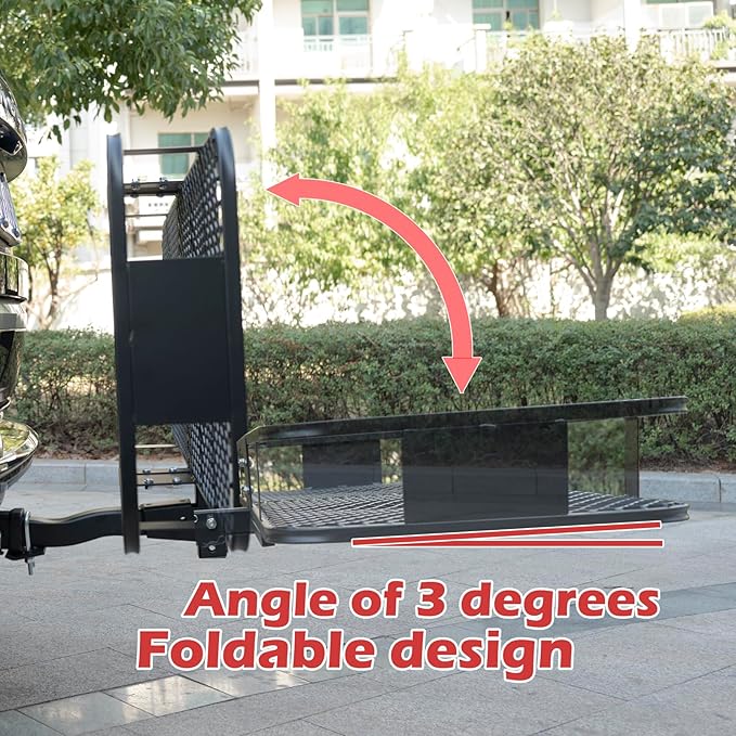 Folding Hitch Mount Cargo Carrier Basket 60x20x6” Rear Luggage Rack Basket,500LBS Capacity, Hitch Mount for 2" Receivers, Powder Coating, Heavy Duty, Durable, Easy Assembly, Straps Stabilizer