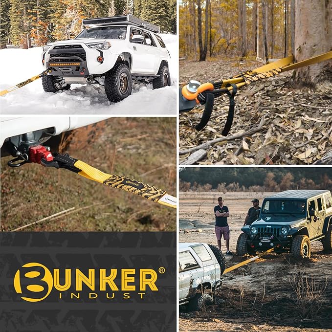BUNKER INDUST Heavy Duty Tow Strap, 3" x 10ft Tree Saver Winch Strap 35,000 lbs Recovery Straps - Emergency Vehicle Off Road Towing Rope (Bag Not Include)