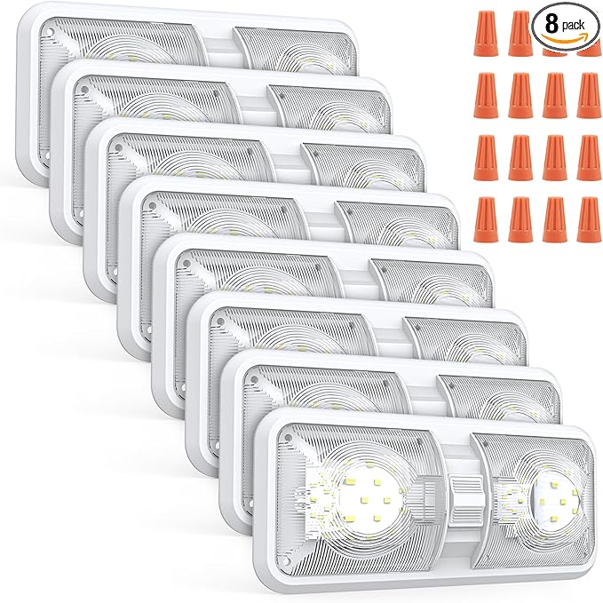 RV Lights Interior, 12 Volt Led Lights 1000LM, Camper Lights 8W, RV Led Lights Interior Fixtures 12V, RV Ceiling Dome Light with Switch for RV/Camper/Trailer/Boat/Car (Natural White, 8Pack).