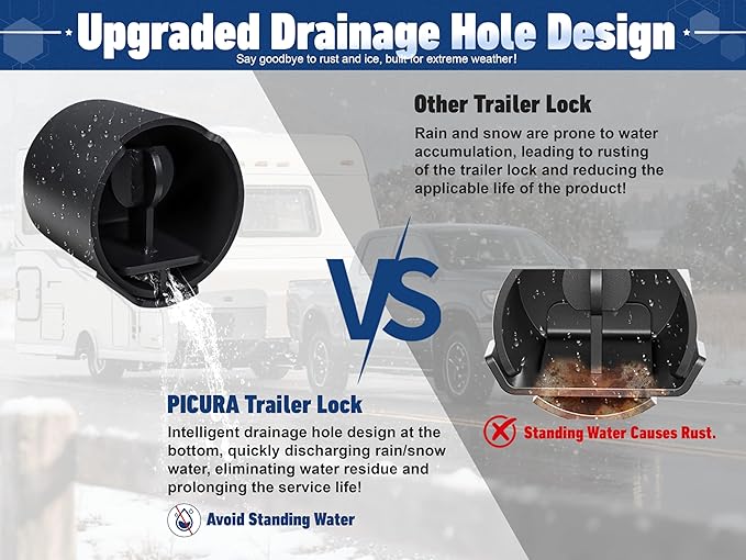 2025 Upgraded Trailer Hitch Locks Fits 2-5/16 Inch Coupler, Heavy Duty Trailer Lock, Anti-Theft Trailer Coupler Lock for RV, Boat, Pickup (Blue)