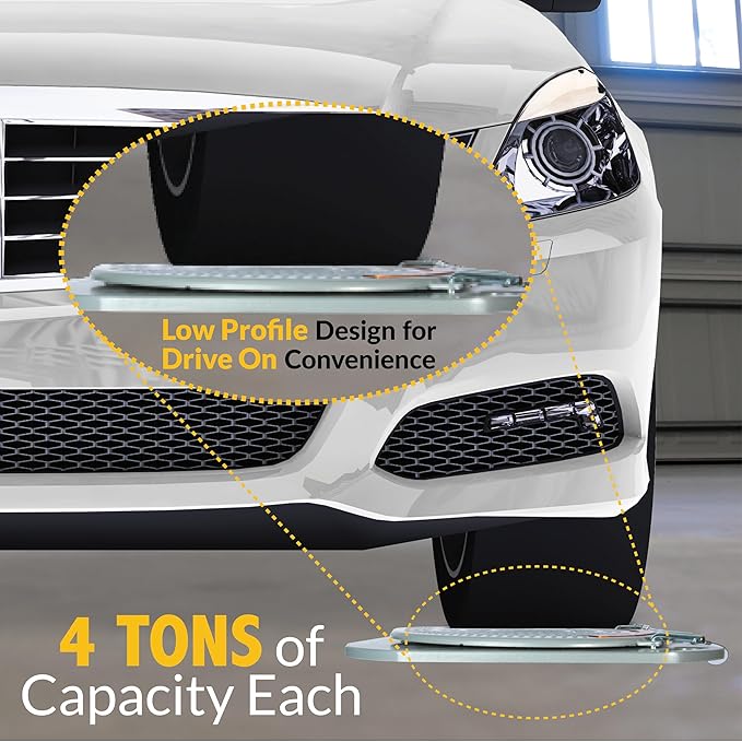 AutoSolo Low Profile Wheel Alignment Turn Plates - 4-Ton Capacity, Brass Dial Measurements, with Bonus Accessories for Complete Wheel Alignment & Balancing Tools (One Pair)