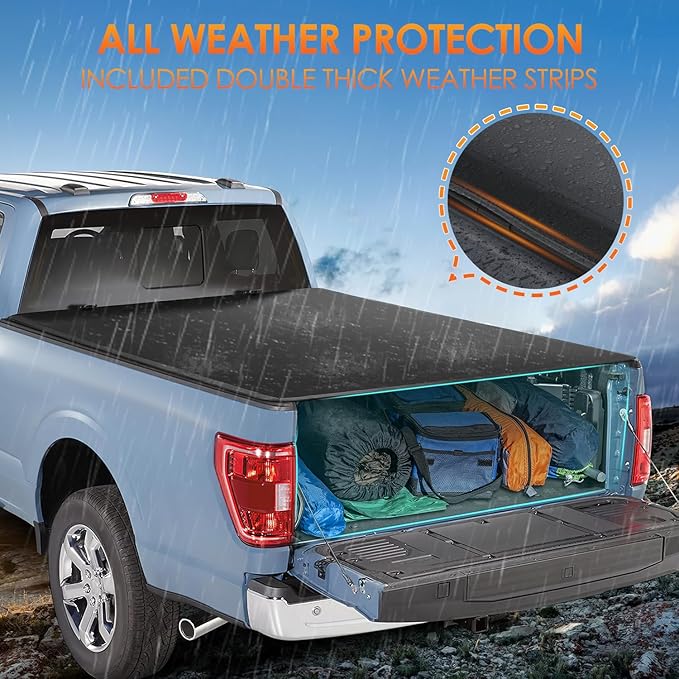Nilight Soft Tri-fold Truck Bed Tonneau Cover Compatible with Ford F150 2015 2016 2017 2018 2019 2020 2021 2022 2023 2024 2025-6.5ft