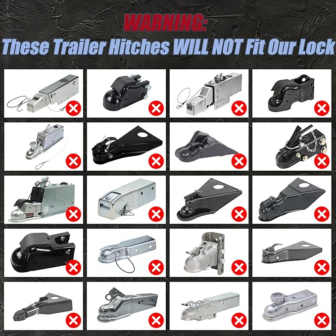 2 Inch Trailer Hitch Lock - 2178 Heavy Duty Anti Theft Lock Secures Ball Coupler and Safety Chains for RV,Boat,Dump,Cargo and Camper Trailers (Red)