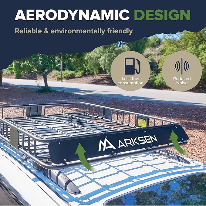 ARKSEN 84 x 39 x 6 Inch Heavy Duty 150LB Roof Rack Cargo Carrier with 500D Waterproof Cargo Bag, 2 Cargo Nets & 2 Ratchet Straps, Top Luggage Holder Basket for SUV, Truck, & Car Steel Construction