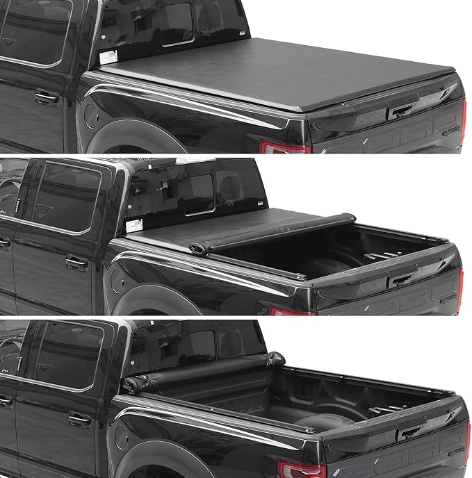 Soft Roll Up Truck Bed Tonneau Cover for 2004-2014 Ford F150; 05-08 Lincoln Mark LT, 5.5ft / 66" Bed, Waterproof, Secure & No-Drill Installation