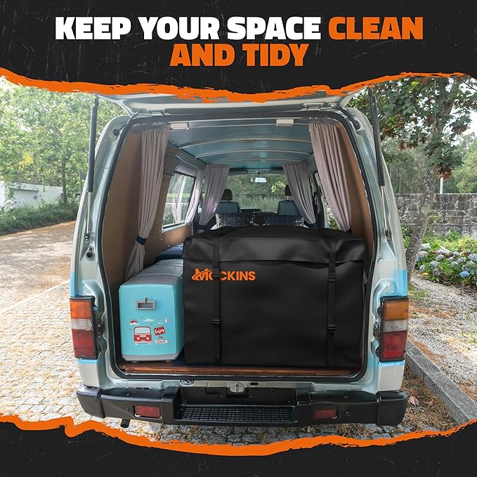 Mockins 30 Cubic Ft Square Trailer Hitch Cargo Carrier Bag Waterproof & All Weather | 40"x40"x32" 500D PVC Cargo Bag for Hitch Carrier | Spacious Truck Bed Waterproof Storage w/Buckle Straps & Lock