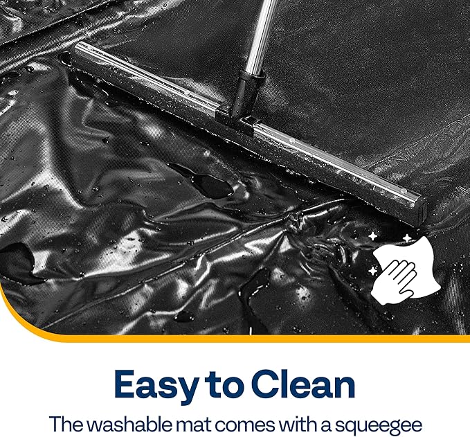 VIVOHOME Containment Mat (7'9" x 18') with Stay Put Corner, PVC Garage Floor Mats, Heavy Duty Garage Parking Mat with a Squeegee,Black