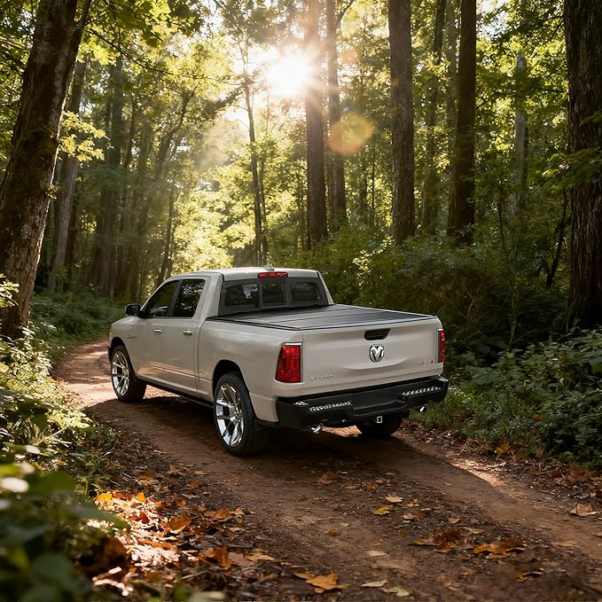HTL Low-Profile Hard Tri-Fold Tonneau Cover Compatible with 2019-2025 Ram 1500 (New Body Excl. Classic), 6'4" (76in) Truck Bed w/Track System